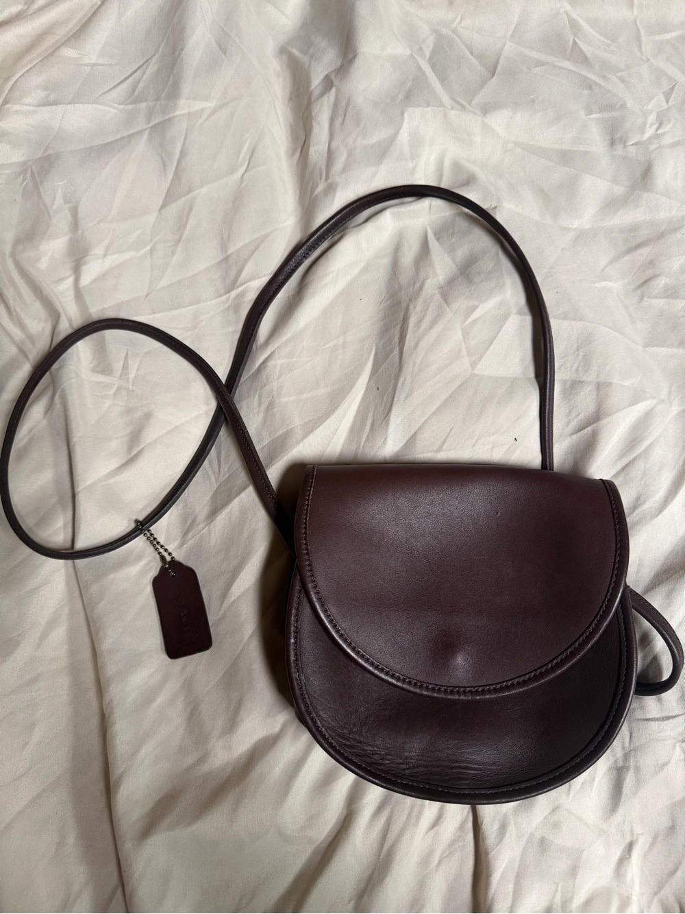 Vintage Coach Casey Dark Brown Leather Saddle Crossbody